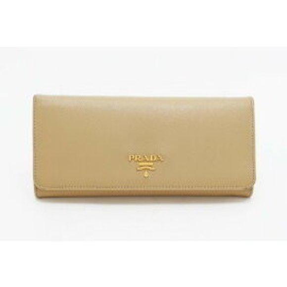 Prada Saffiano Leather Long Wallet Beige - Picture 1 of 3